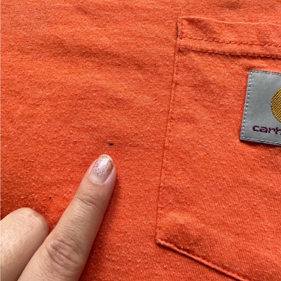 Carhartt |  Exotic Orange Heather Short-Sleeve Pocket T-Shirt | Size Small - Picture 4 of 9